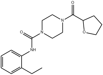 N-(2-ethylphenyl)-4-(oxolane-2-carbonyl)piperazine-1-carboxamide Structure