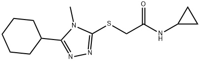 2-[(5-cyclohexyl-4-methyl-1,2,4-triazol-3-yl)sulfanyl]-N-cyclopropylacetamide 化学構造式