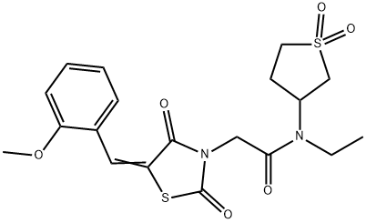 N-(1,1-dioxothiolan-3-yl)-N-ethyl-2-[(5E)-5-[(2-methoxyphenyl)methylidene]-2,4-dioxo-1,3-thiazolidin-3-yl]acetamide,904505-33-5,结构式