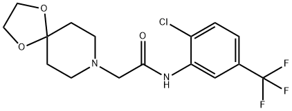 N-[2-chloro-5-(trifluoromethyl)phenyl]-2-(1,4-dioxa-8-azaspiro[4.5]decan-8-yl)acetamide 化学構造式