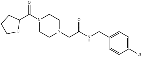 N-[(4-chlorophenyl)methyl]-2-[4-(oxolane-2-carbonyl)piperazin-1-yl]acetamide 化学構造式