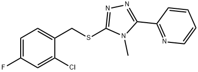 2-[5-[(2-chloro-4-fluorophenyl)methylsulfanyl]-4-methyl-1,2,4-triazol-3-yl]pyridine Structure