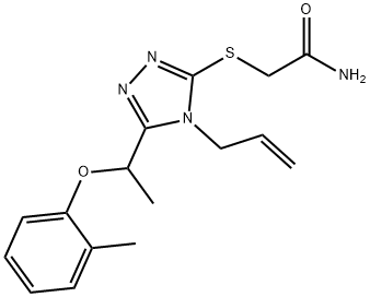 2-[[5-[1-(2-methylphenoxy)ethyl]-4-prop-2-enyl-1,2,4-triazol-3-yl]sulfanyl]acetamide Structure