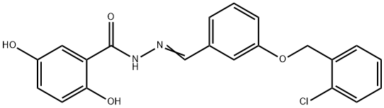 N-[(E)-[3-[(2-chlorophenyl)methoxy]phenyl]methylideneamino]-2,5-dihydroxybenzamide Structure