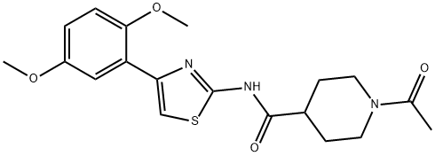 1-acetyl-N-[4-(2,5-dimethoxyphenyl)-1,3-thiazol-2-yl]piperidine-4-carboxamide 化学構造式