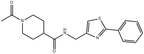 1-acetyl-N-[(2-phenyl-1,3-thiazol-4-yl)methyl]piperidine-4-carboxamide Structure