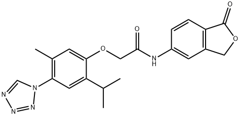 2-[5-methyl-2-propan-2-yl-4-(tetrazol-1-yl)phenoxy]-N-(1-oxo-3H-2-benzofuran-5-yl)acetamide Struktur