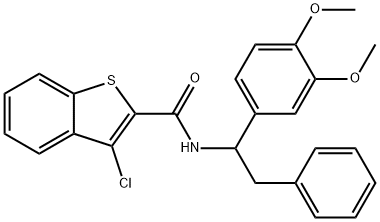 3-chloro-N-[1-(3,4-dimethoxyphenyl)-2-phenylethyl]-1-benzothiophene-2-carboxamide Structure