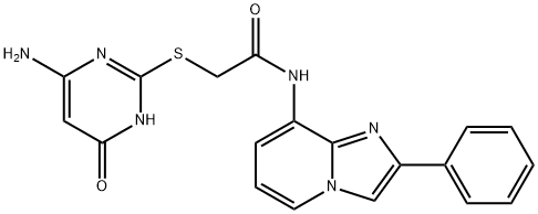 2-[(6-amino-4-oxo-1H-pyrimidin-2-yl)sulfanyl]-N-(2-phenylimidazo[1,2-a]pyridin-8-yl)acetamide,914349-90-9,结构式