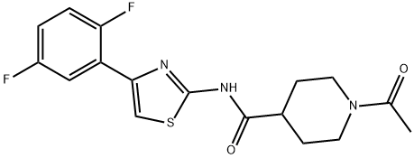 1-acetyl-N-[4-(2,5-difluorophenyl)-1,3-thiazol-2-yl]piperidine-4-carboxamide Struktur