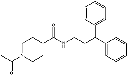 1-acetyl-N-(3,3-diphenylpropyl)piperidine-4-carboxamide 结构式