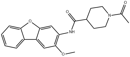 1-acetyl-N-(2-methoxydibenzofuran-3-yl)piperidine-4-carboxamide 化学構造式