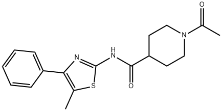 1-acetyl-N-(5-methyl-4-phenyl-1,3-thiazol-2-yl)piperidine-4-carboxamide 化学構造式