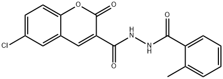 6-chloro-N'-(2-methylbenzoyl)-2-oxochromene-3-carbohydrazide Struktur