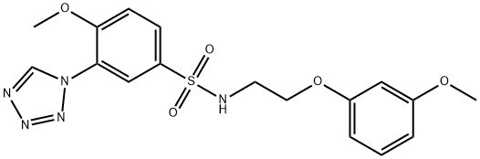 4-methoxy-N-[2-(3-methoxyphenoxy)ethyl]-3-(tetrazol-1-yl)benzenesulfonamide 化学構造式