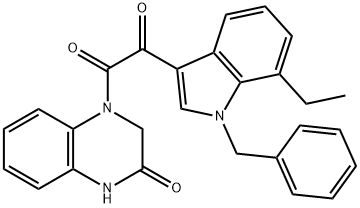 1-(1-benzyl-7-ethylindol-3-yl)-2-(3-oxo-2,4-dihydroquinoxalin-1-yl)ethane-1,2-dione 化学構造式