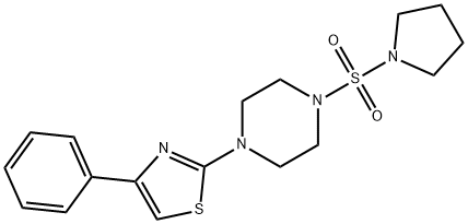4-phenyl-2-(4-pyrrolidin-1-ylsulfonylpiperazin-1-yl)-1,3-thiazole,924826-28-8,结构式