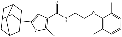 5-(1-adamantyl)-N-[2-(2,6-dimethylphenoxy)ethyl]-2-methylfuran-3-carboxamide,924827-11-2,结构式