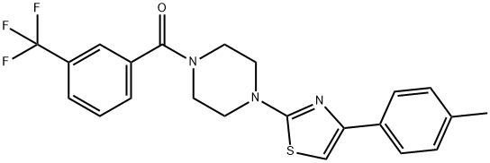 [4-[4-(4-methylphenyl)-1,3-thiazol-2-yl]piperazin-1-yl]-[3-(trifluoromethyl)phenyl]methanone,924830-04-6,结构式