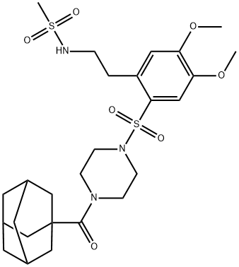 N-[2-[2-[4-(adamantane-1-carbonyl)piperazin-1-yl]sulfonyl-4,5-dimethoxyphenyl]ethyl]methanesulfonamide 化学構造式