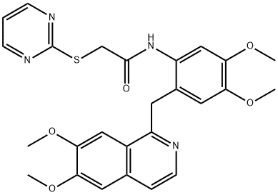 N-[2-[(6,7-dimethoxyisoquinolin-1-yl)methyl]-4,5-dimethoxyphenyl]-2-pyrimidin-2-ylsulfanylacetamide Structure