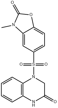 3-methyl-5-[(3-oxo-2,4-dihydroquinoxalin-1-yl)sulfonyl]-1,3-benzoxazol-2-one 化学構造式