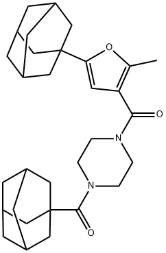 [4-(adamantane-1-carbonyl)piperazin-1-yl]-[5-(1-adamantyl)-2-methylfuran-3-yl]methanone Structure