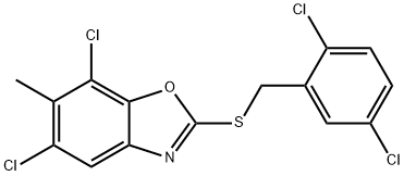 5,7-dichloro-2-[(2,5-dichlorophenyl)methylsulfanyl]-6-methyl-1,3-benzoxazole 结构式
