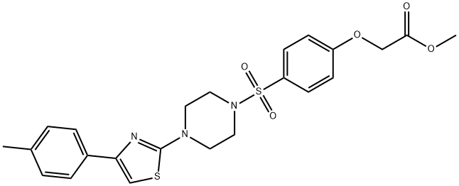 methyl 2-[4-[4-[4-(4-methylphenyl)-1,3-thiazol-2-yl]piperazin-1-yl]sulfonylphenoxy]acetate 化学構造式