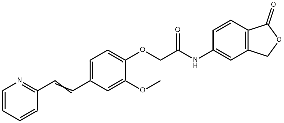 2-[2-methoxy-4-[(E)-2-pyridin-2-ylethenyl]phenoxy]-N-(1-oxo-3H-2-benzofuran-5-yl)acetamide Structure