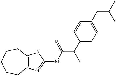 2-[4-(2-methylpropyl)phenyl]-N-(5,6,7,8-tetrahydro-4H-cyclohepta[d][1,3]thiazol-2-yl)propanamide Struktur