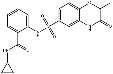 N-cyclopropyl-2-[(2-methyl-3-oxo-4H-1,4-benzoxazin-6-yl)sulfonylamino]benzamide Structure