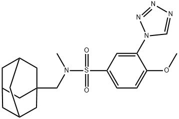 N-(1-adamantylmethyl)-4-methoxy-N-methyl-3-(tetrazol-1-yl)benzenesulfonamide 结构式