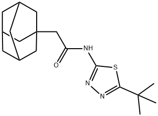 2-(1-adamantyl)-N-(5-tert-butyl-1,3,4-thiadiazol-2-yl)acetamide 化学構造式