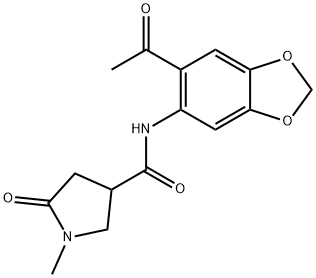 N-(6-acetyl-1,3-benzodioxol-5-yl)-1-methyl-5-oxopyrrolidine-3-carboxamide Struktur