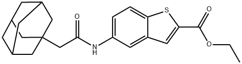 ethyl 5-[[2-(1-adamantyl)acetyl]amino]-1-benzothiophene-2-carboxylate,931588-20-4,结构式
