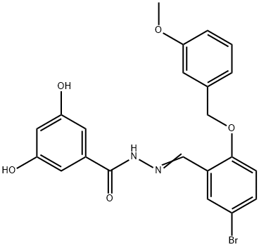 N-[(E)-[5-bromo-2-[(3-methoxyphenyl)methoxy]phenyl]methylideneamino]-3,5-dihydroxybenzamide 结构式