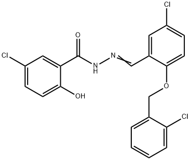 5-chloro-N-[(E)-[5-chloro-2-[(2-chlorophenyl)methoxy]phenyl]methylideneamino]-2-hydroxybenzamide 结构式