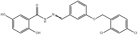 N-[(Z)-[3-[(2,4-dichlorophenyl)methoxy]phenyl]methylideneamino]-2,5-dihydroxybenzamide Struktur