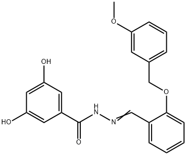 3,5-dihydroxy-N-[(E)-[2-[(3-methoxyphenyl)methoxy]phenyl]methylideneamino]benzamide,932849-35-9,结构式