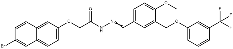 2-(6-bromonaphthalen-2-yl)oxy-N-[(Z)-[4-methoxy-3-[[3-(trifluoromethyl)phenoxy]methyl]phenyl]methylideneamino]acetamide,932916-95-5,结构式