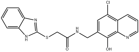 2-(1H-benzimidazol-2-ylsulfanyl)-N-[(5-chloro-8-hydroxyquinolin-7-yl)methyl]acetamide Struktur