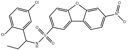 N-[1-(2,5-dichlorophenyl)propyl]-7-nitrodibenzofuran-2-sulfonamide 结构式