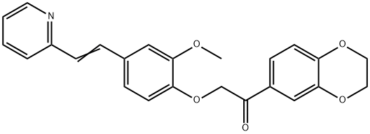 1-(2,3-dihydro-1,4-benzodioxin-6-yl)-2-[2-methoxy-4-[(E)-2-pyridin-2-ylethenyl]phenoxy]ethanone Structure