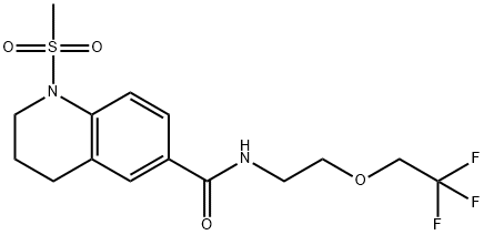 1-methylsulfonyl-N-[2-(2,2,2-trifluoroethoxy)ethyl]-3,4-dihydro-2H-quinoline-6-carboxamide Struktur