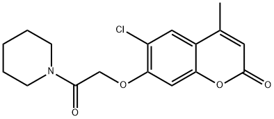 6-chloro-4-methyl-7-(2-oxo-2-piperidin-1-ylethoxy)chromen-2-one Structure