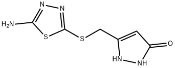 5-[(5-amino-1,3,4-thiadiazol-2-yl)sulfanylmethyl]-1,2-dihydropyrazol-3-one 化学構造式