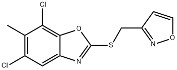 5,7-dichloro-6-methyl-2-(1,2-oxazol-3-ylmethylsulfanyl)-1,3-benzoxazole 结构式