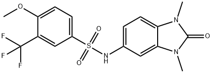 N-(1,3-dimethyl-2-oxobenzimidazol-5-yl)-4-methoxy-3-(trifluoromethyl)benzenesulfonamide 化学構造式