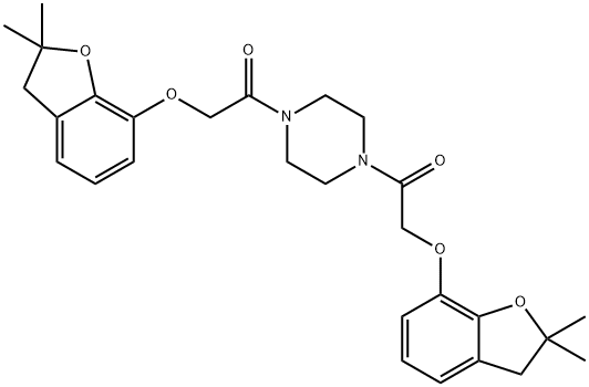 2-[(2,2-dimethyl-3H-1-benzofuran-7-yl)oxy]-1-[4-[2-[(2,2-dimethyl-3H-1-benzofuran-7-yl)oxy]acetyl]piperazin-1-yl]ethanone Structure